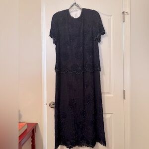 Laurence Kazar Navy Tiered Long Dress. Perfect for a Wedding. Size 18W